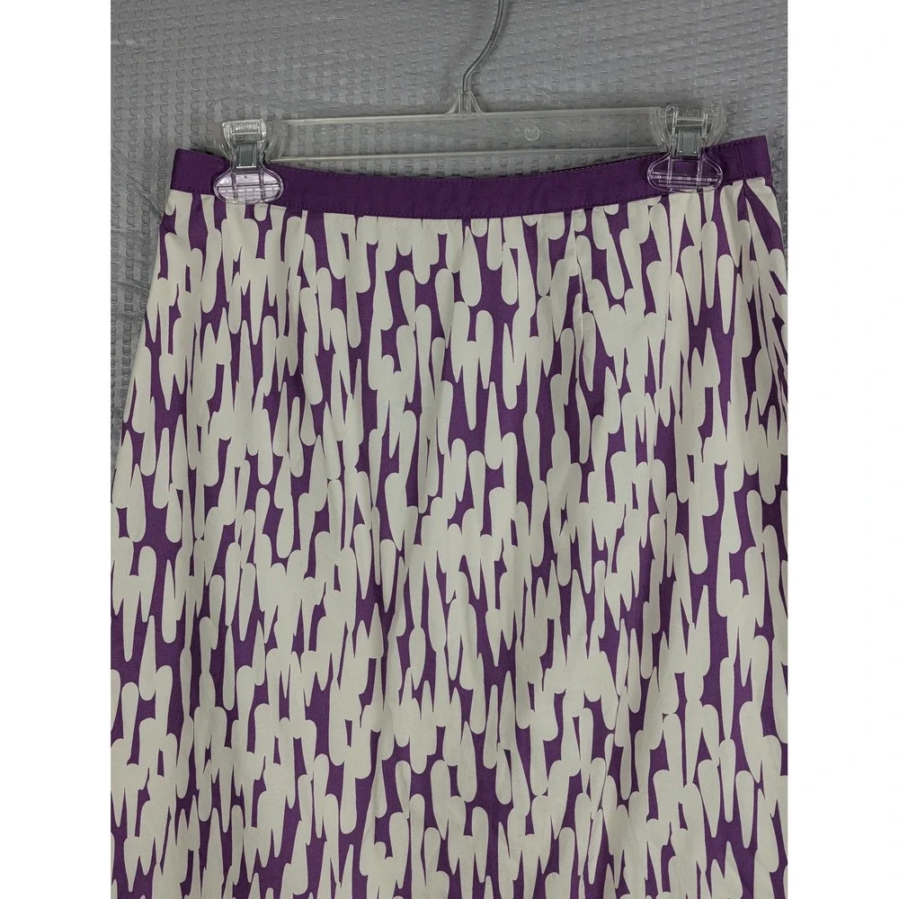 Boden Womens 4R‎ Purple White Abstract Print A-Line Skirt Side Zip Lined